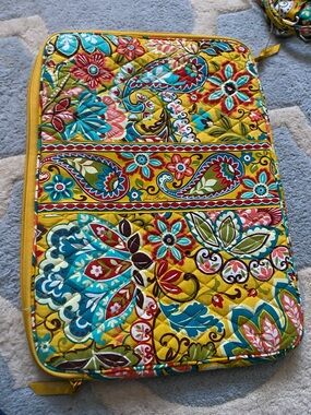 Vera Bradley Provincial Yellow Quilted Floral Paisley Laptop Sleeve